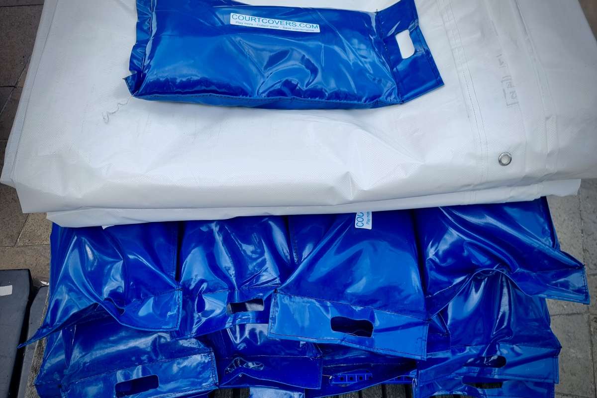 Full stack of Padel Court Cover Protection materials and components for one court from Courtcovers.com.